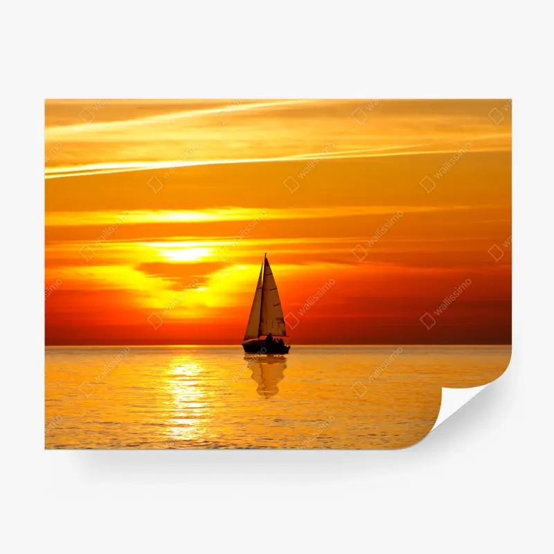 Fotomural velero al atardecer dorado