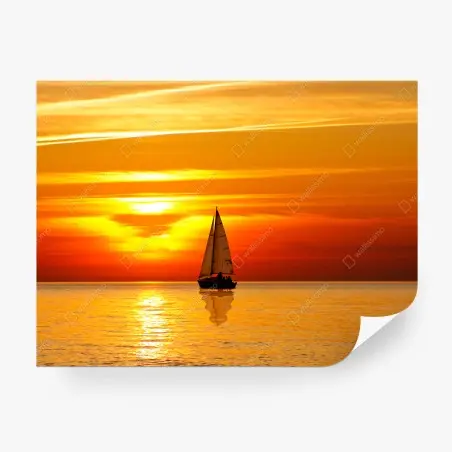 Fotomural velero al atardecer dorado – Pixers®