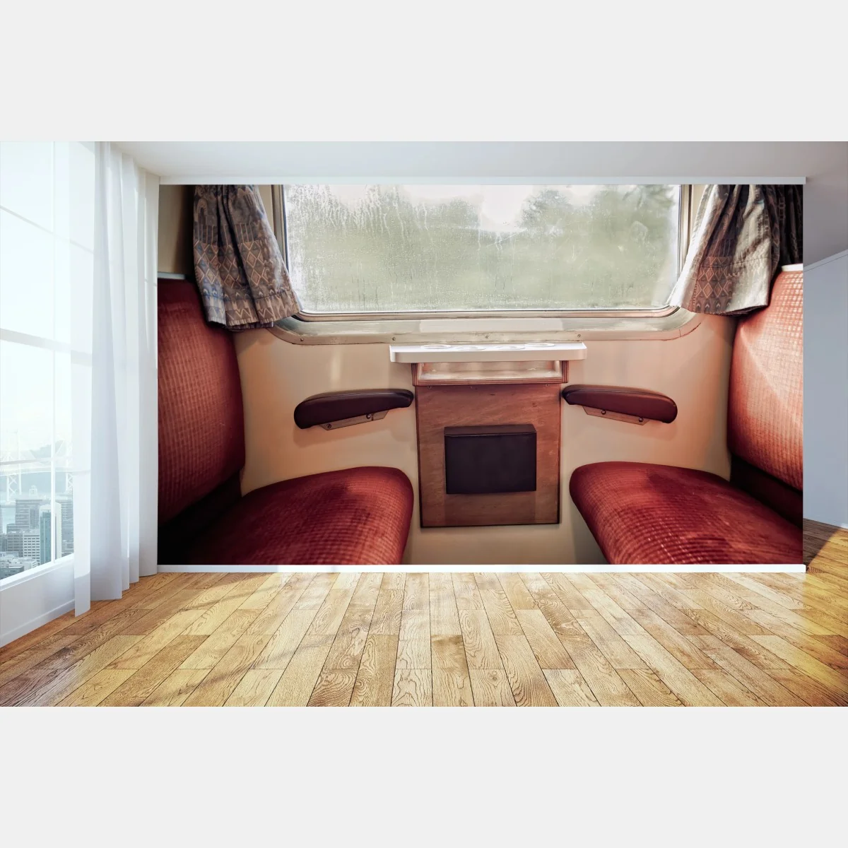 Fotomural interior de tren de época bajo la lluvia – Pixers® Fotomural interior de tren de época bajo la lluvia – Pixers®