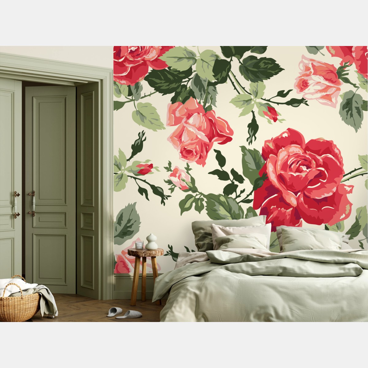 Fotomural estampado vintage de rosas rojas sobre fondo crema – Pixers® Fotomural estampado vintage de rosas rojas sobre fondo crema – Pixers®