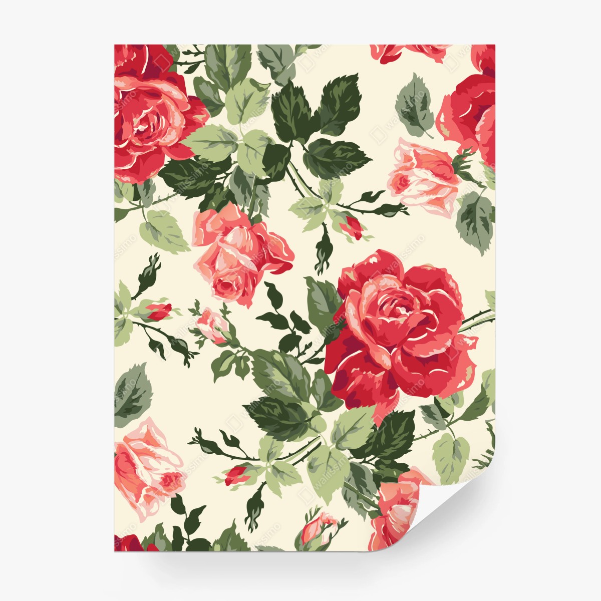 Fotomural estampado vintage de rosas rojas sobre fondo crema – Pixers® Fotomural estampado vintage de rosas rojas sobre fondo crema – Pixers®