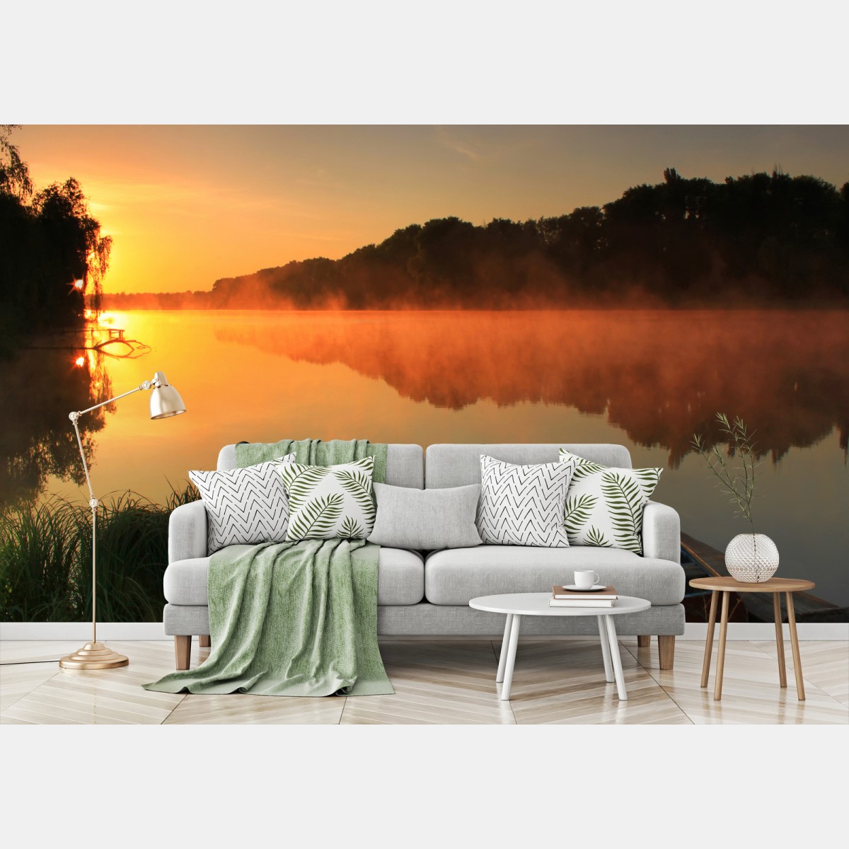 Fotomural amanecer sereno en el lago – Pixers®