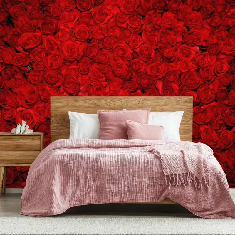 Fotomural mural de rosas rojas