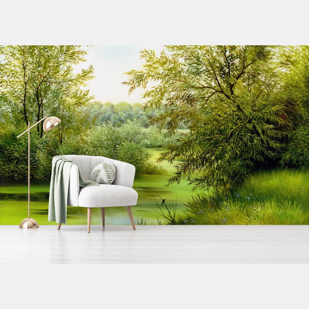 Fotomural tranquilidad junto al lago en verano – Pixers®