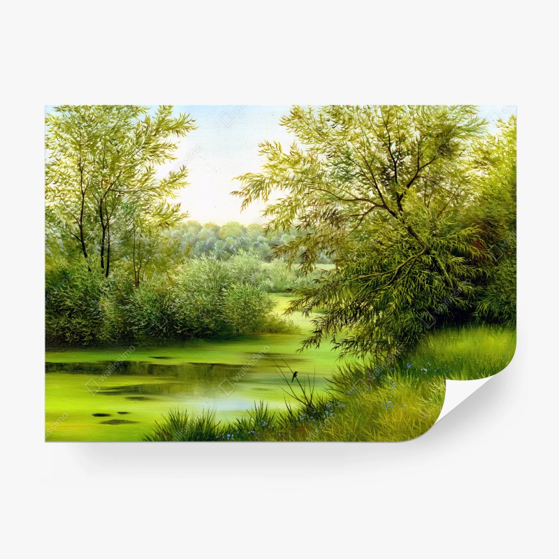 Fotomural tranquilidad junto al lago en verano – Pixers®