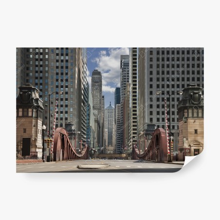 Fotomural panorama urbano en el puente del centro de Chicago – Pixers®