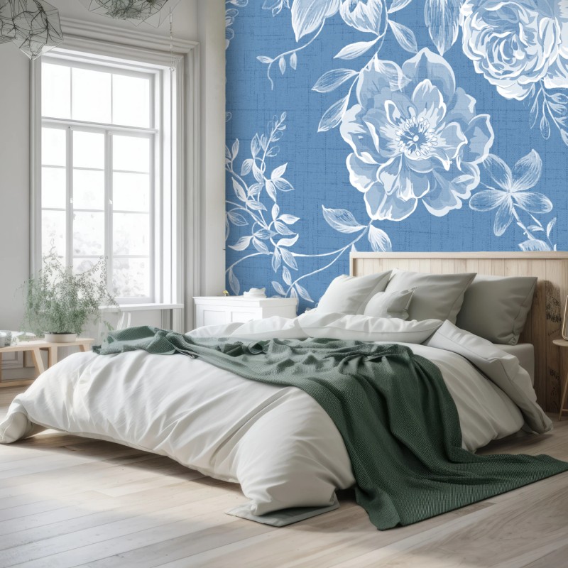 Fotomural estampado floral clásico en tonos azules – Pixers® Fotomural estampado floral clásico en tonos azules – Pixers®