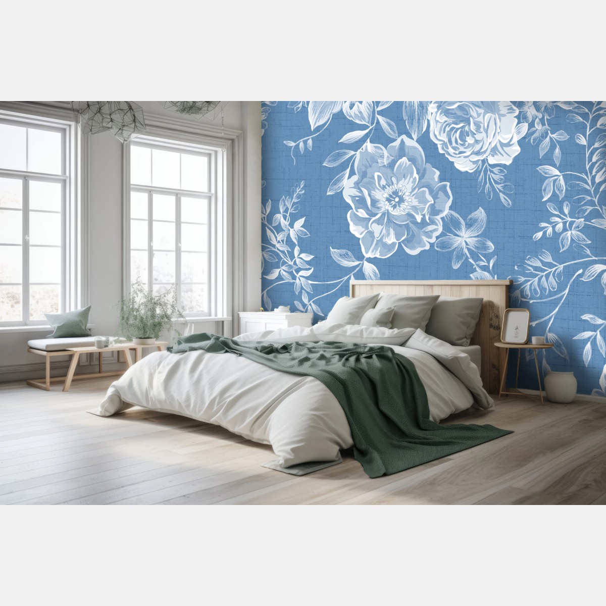 Fotomural estampado floral clásico en tonos azules – Pixers® Fotomural estampado floral clásico en tonos azules – Pixers®