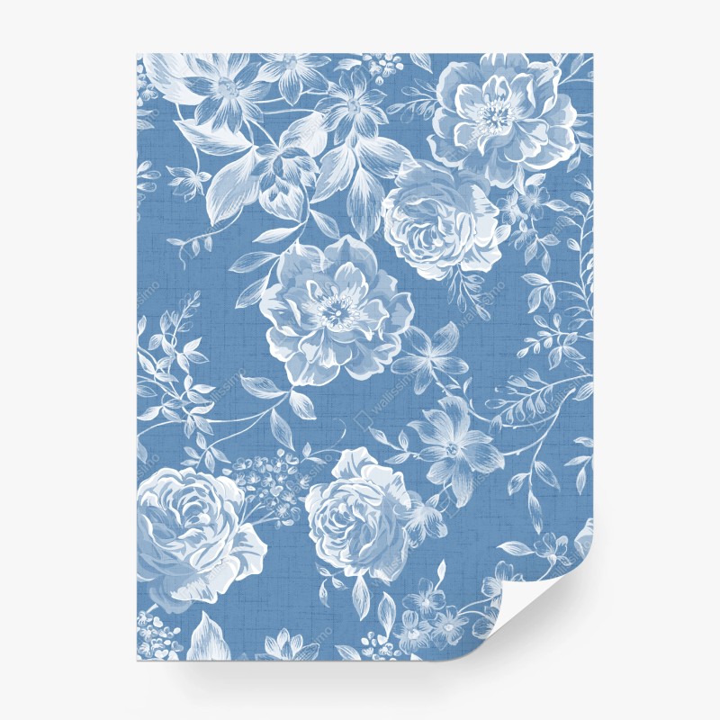 Fotomural estampado floral clásico en tonos azules – Pixers® Fotomural estampado floral clásico en tonos azules – Pixers®