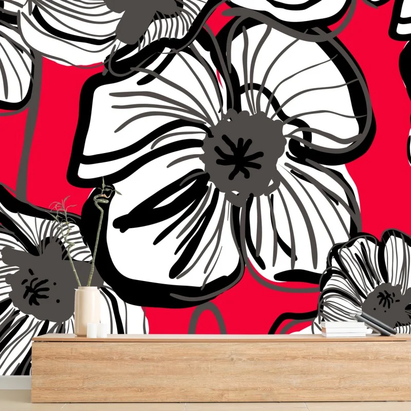 Fotomural amapolas gráficas en rojo y negro – Pixers® Fotomural amapolas gráficas en rojo y negro – Pixers®