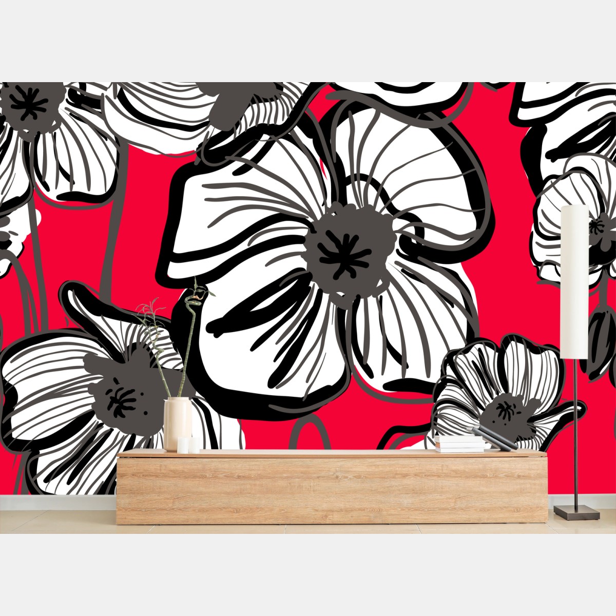 Fotomural amapolas gráficas en rojo y negro – Pixers® Fotomural amapolas gráficas en rojo y negro – Pixers®
