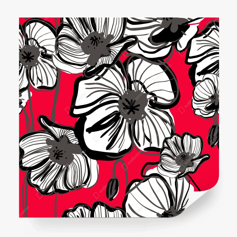 Fotomural amapolas gráficas en rojo y negro – Pixers® Fotomural amapolas gráficas en rojo y negro – Pixers®