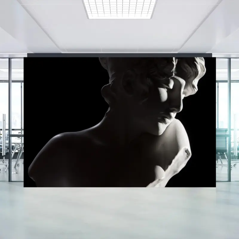 Fotomural busto clásico de mármol con iluminación dramática