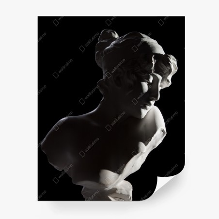 Fotomural busto clásico de mármol con iluminación dramática – Pixers®