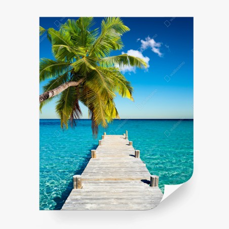 Fotomural muelle tropical sobre aguas turquesas – Pixers®