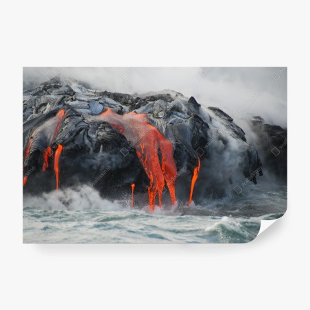 Fotomural colada de lava sobre la costa – Pixers®