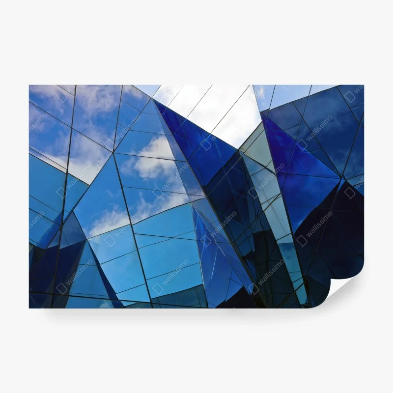 Fotomural reflejos geométricos en vidrio azul