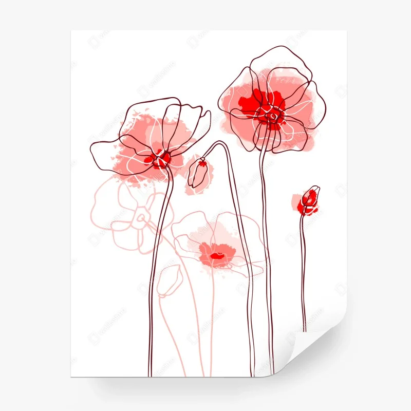 Fotomural amapolas en acuarela minimalista