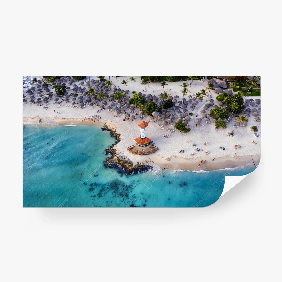Fotomural faro en la playa tropical vista aérea – Pixers®