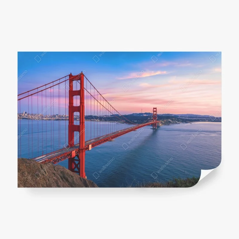Fotomural vistas icónicas del puente Golden Gate al atardecer – Pixers®