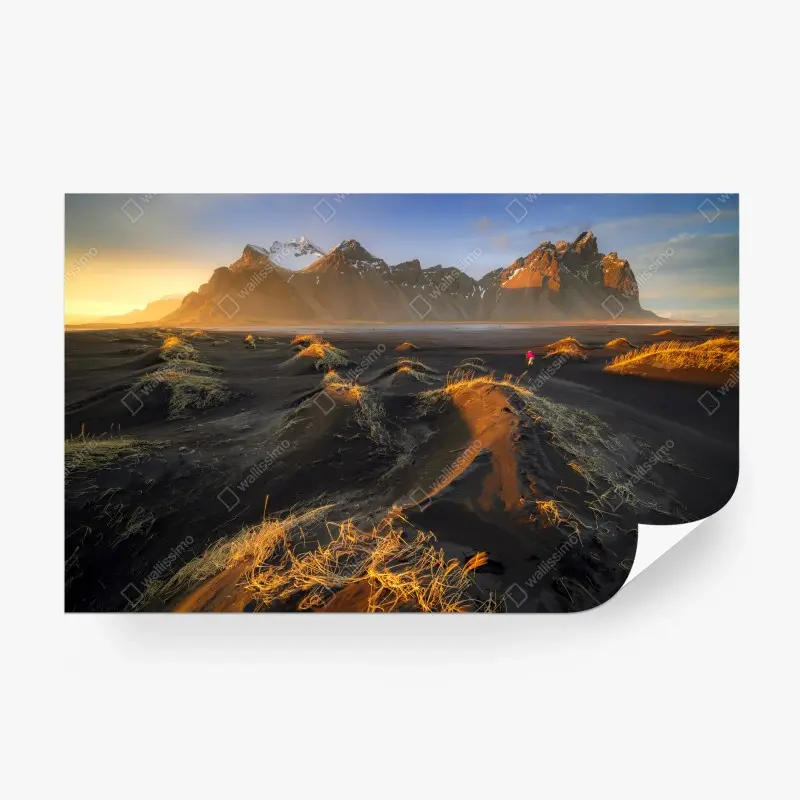 Fotomural puesta de sol en Vestrahorn, Stokksnes, Islandia