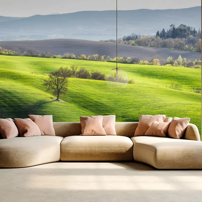 Fotomural paisaje ondulado de la Toscana en primavera