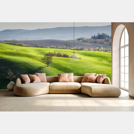 Fotomural paisaje ondulado de la Toscana en primavera – Pixers®