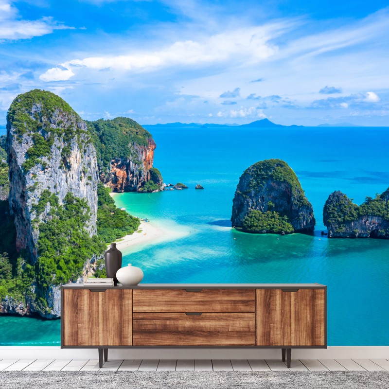 Fotomural paraíso costero de Railay, Krabi