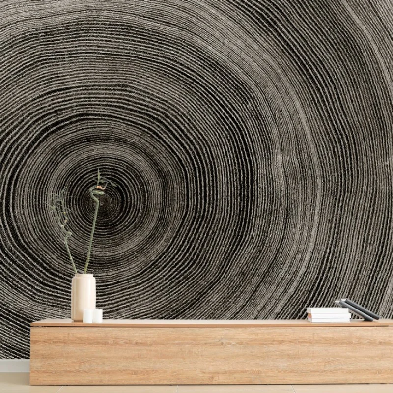 Fotomural anillos del tiempo: corte transversal de madera