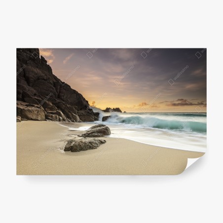 Fotomural atardecer sereno en la costa rocosa – Pixers®