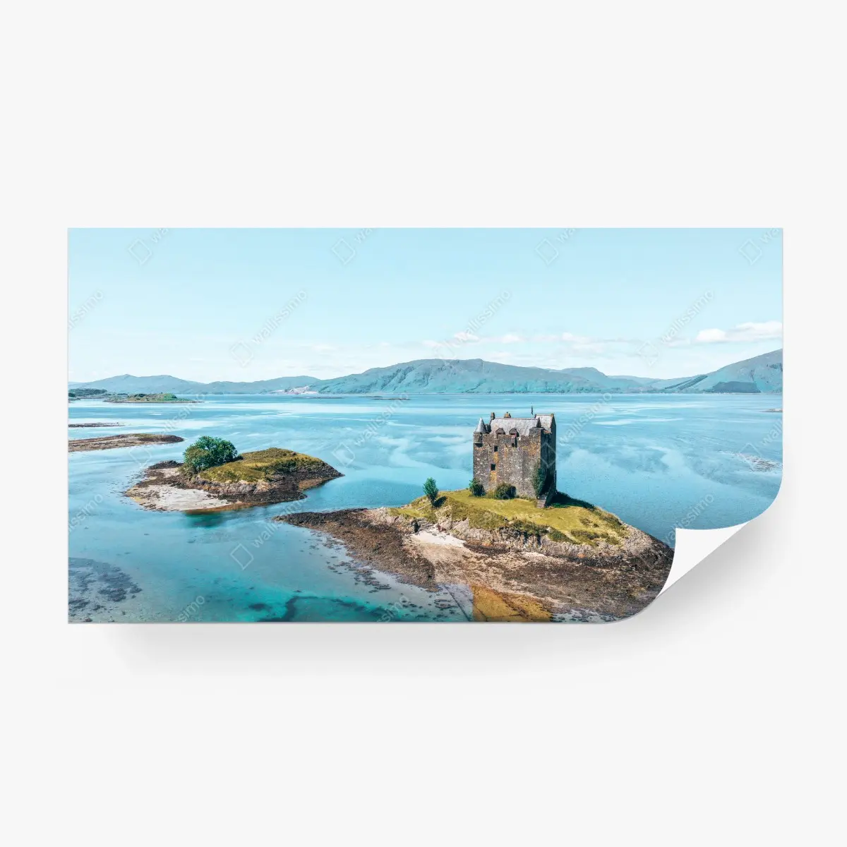 Fotomural castillo solitario en isla rocosa – Pixers®
