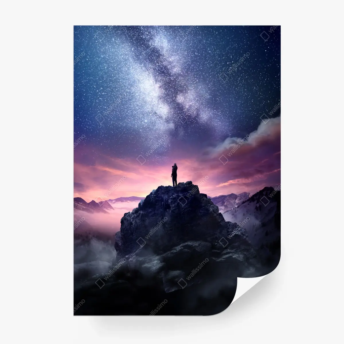 Fotomural mirador nocturno bajo la vía láctea – Pixers®
