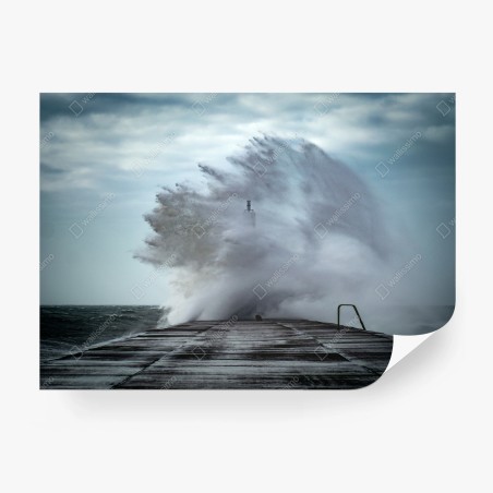Fotomural furia del mar en el rompeolas – Pixers®