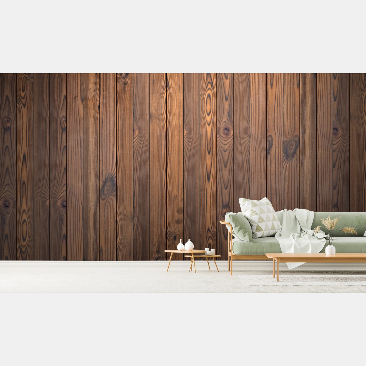 Fotomural pared rústica de madera con vetas cálidas – Pixers®