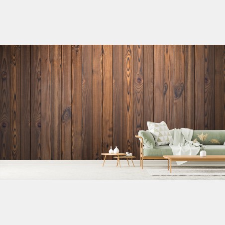 Fotomural pared rústica de madera con vetas cálidas – Pixers®