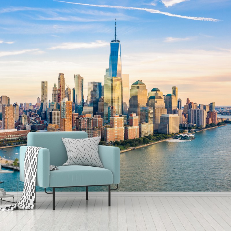 Fotomural vistas panorámicas de Nueva York al atardecer