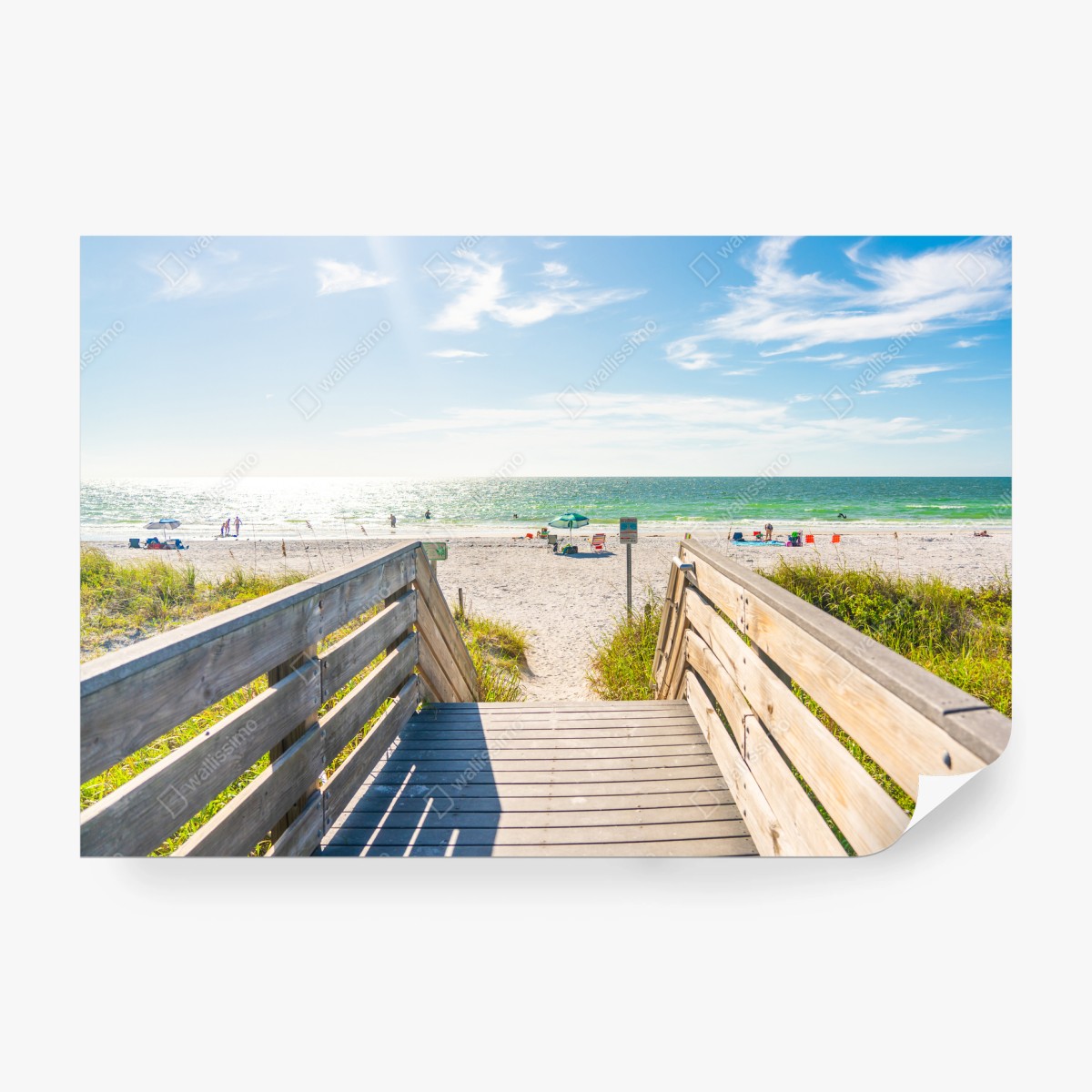 Fotomural pasarela hacia la playa y mar turquesa – Pixers®