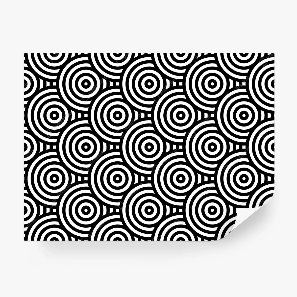 Fotomural patrón óptico de círculos concéntricos en blanco y negro – Pixers®