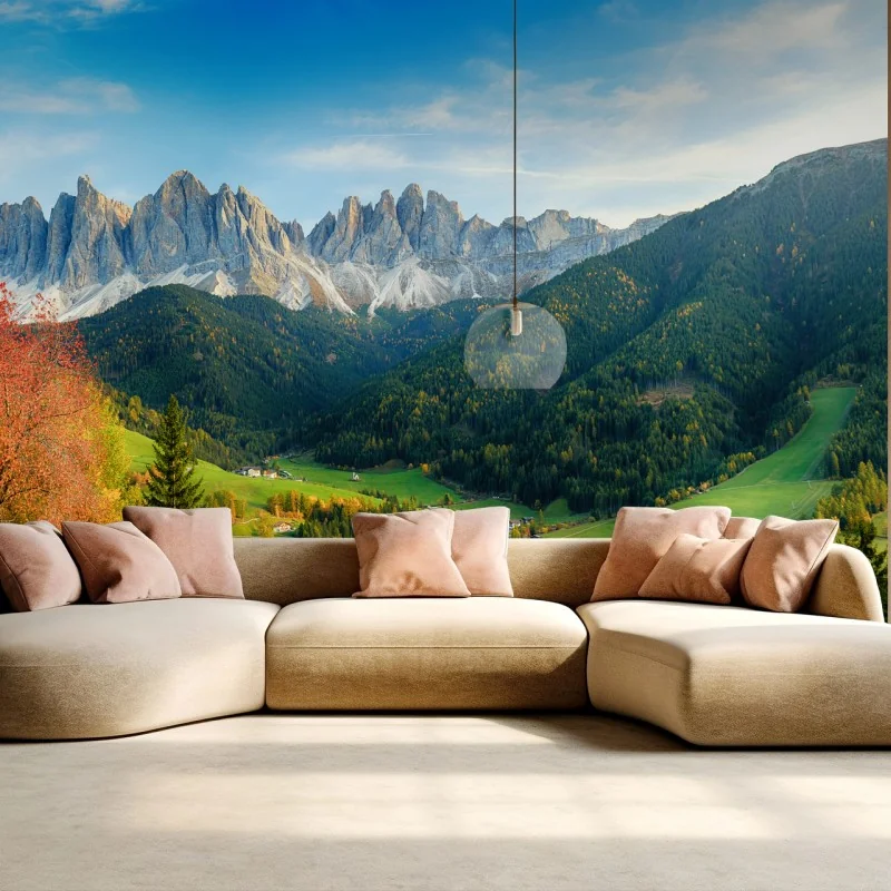 Fotomural panorámica de los Dolomitas en Santa Maddalena