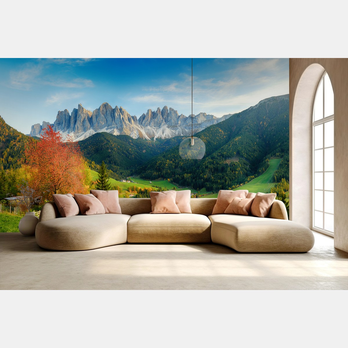Fotomural panorámica de los Dolomitas en Santa Maddalena – Pixers®