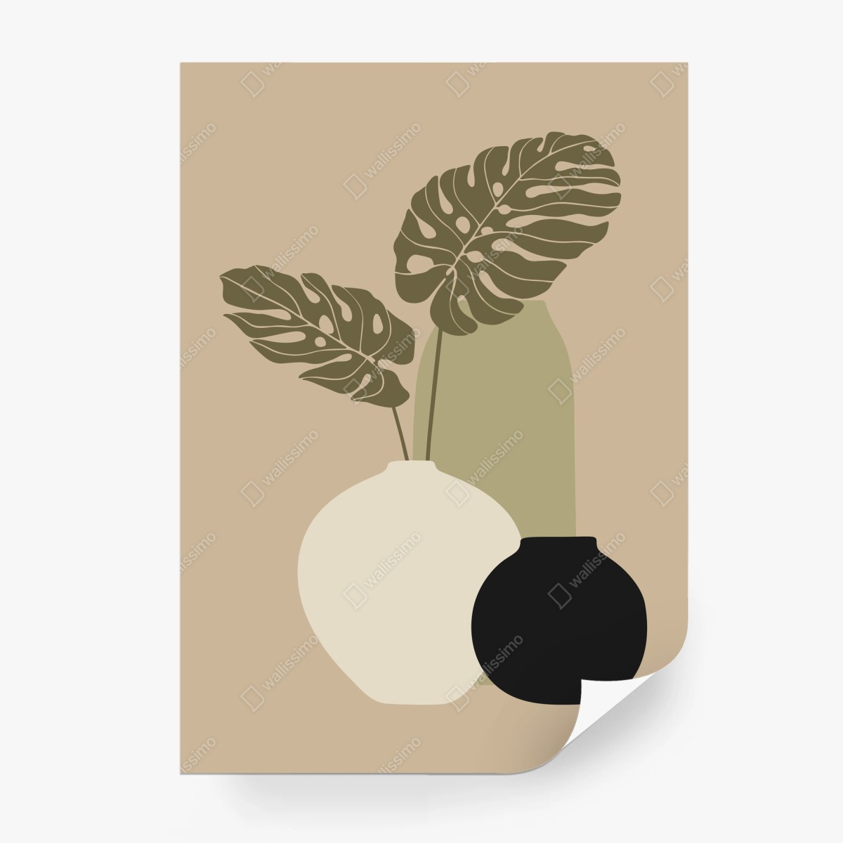 Fotomural composición botánica minimalista en tonos neutros – Pixers®