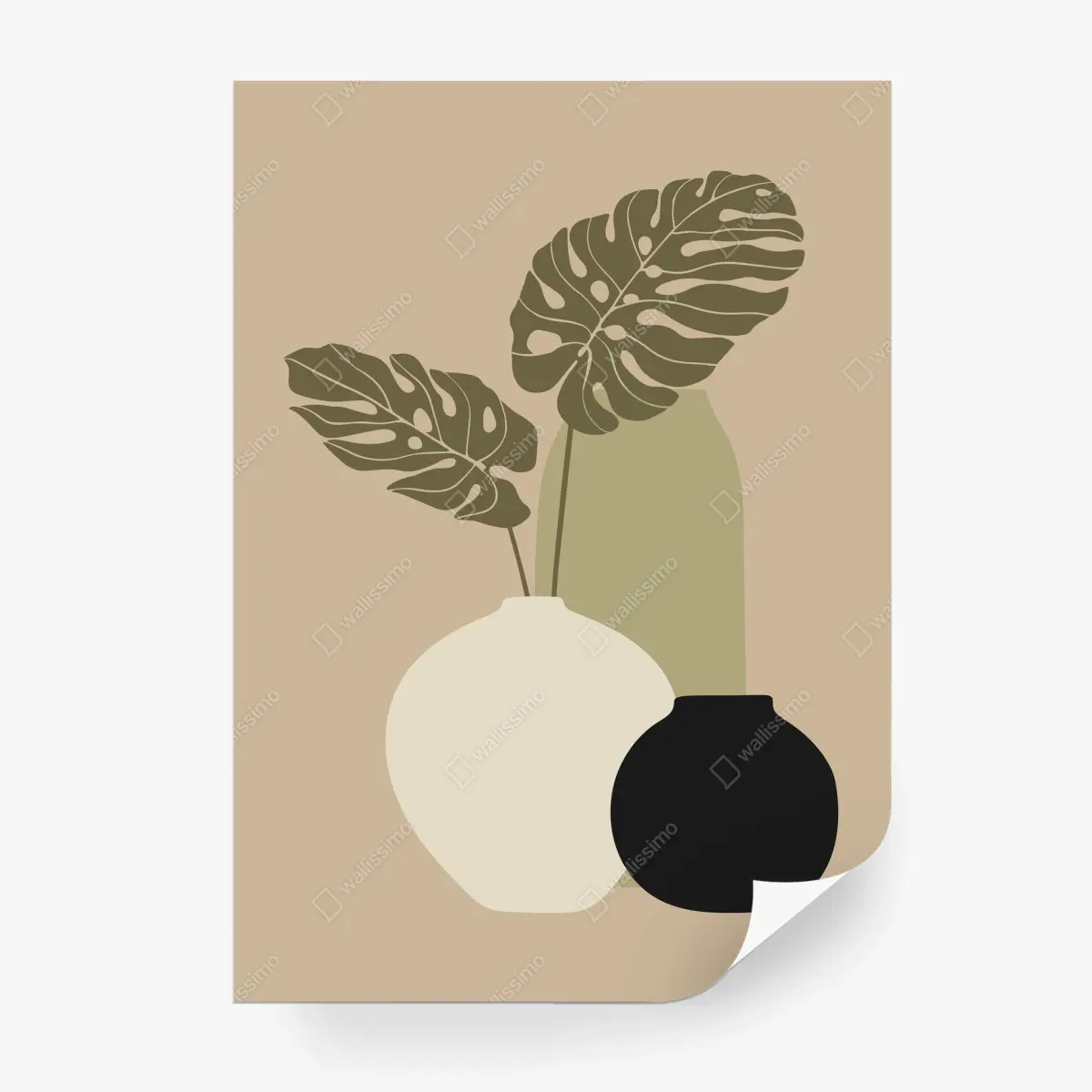 Fotomural composición botánica minimalista en tonos neutros – Pixers®