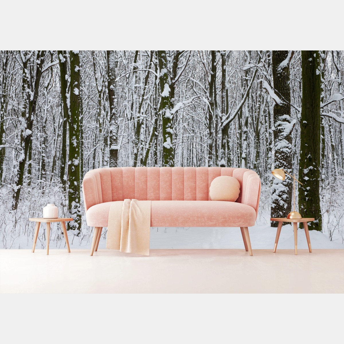 Fotomural sendero nevado entre árboles – Pixers®