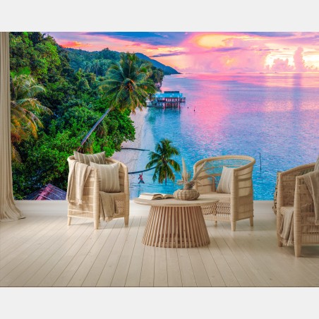 Fotomural atardecer tropical en la costa – Pixers®
