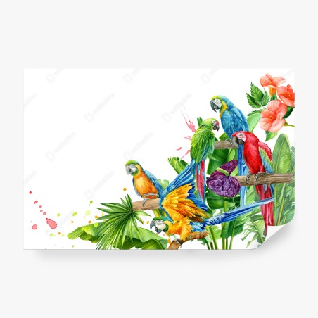 Fotomural guacamayos vibrantes en selva tropical – Pixers®