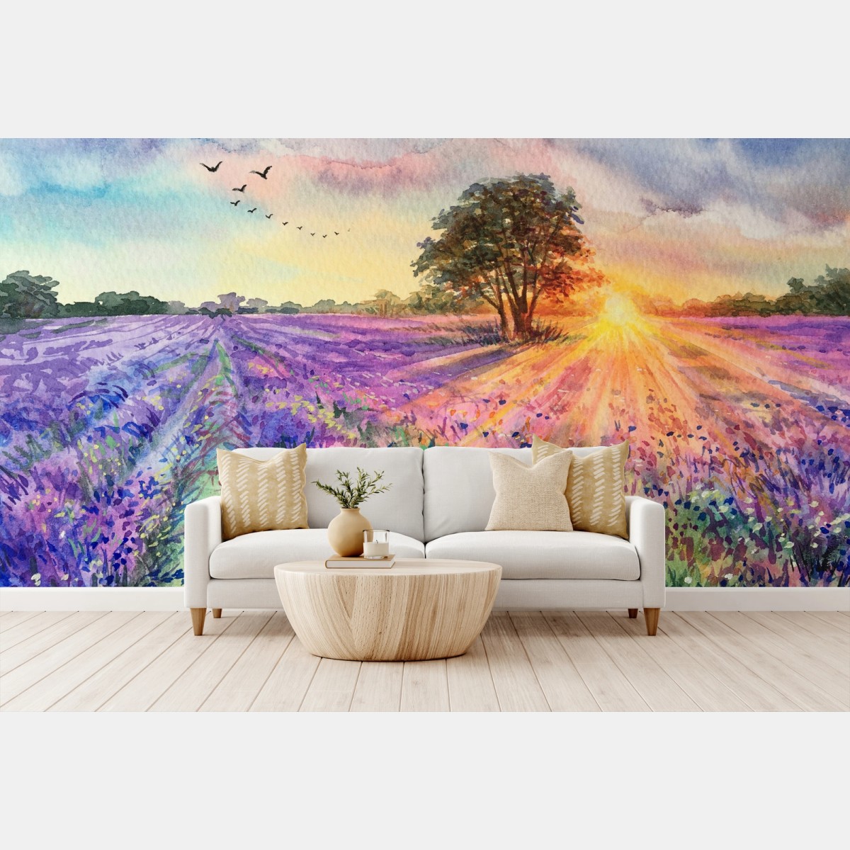 Fotomural amanecer en campos de lavanda – Pixers®