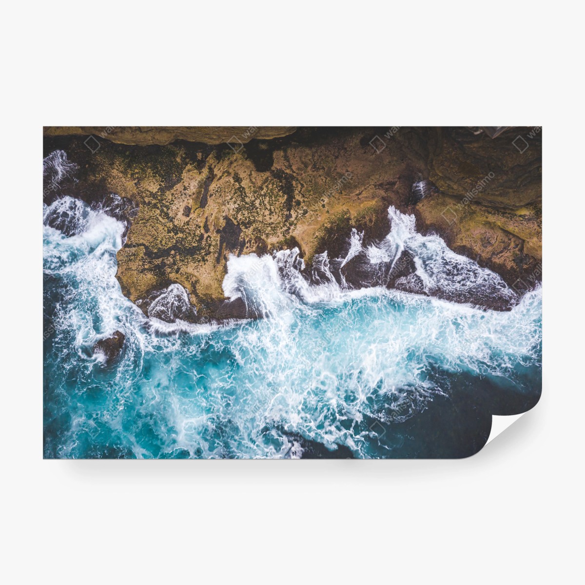 Fotomural olas rompiendo en la costa rocosa – Pixers®