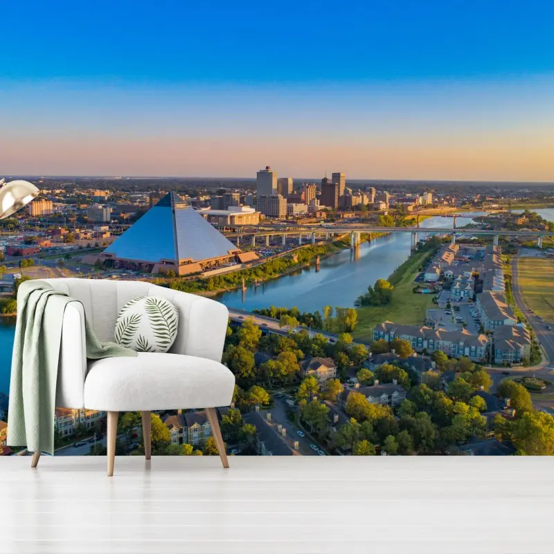 Fotomural panorámica aérea de Memphis y el río Mississippi