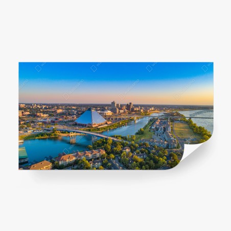 Fotomural panorámica aérea de Memphis y el río Mississippi – Pixers®