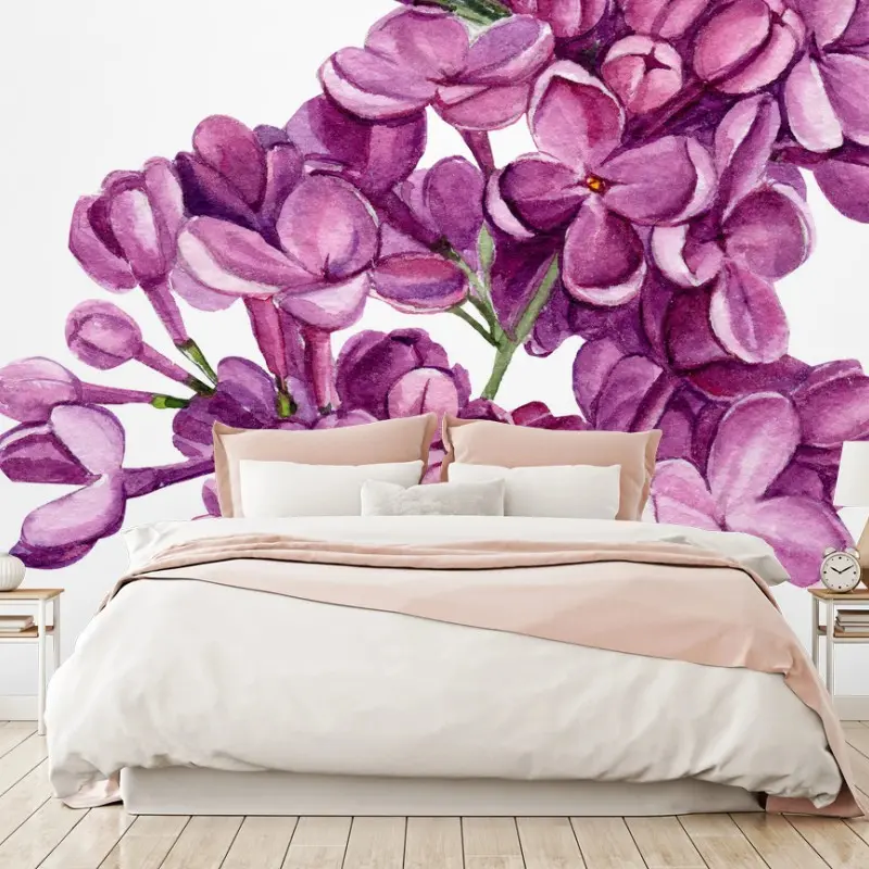 Fotomural ramillete de lilas en acuarela